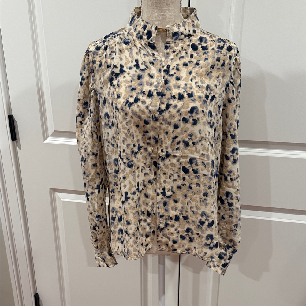 RACHEL Rachel Roy Animal Print Blouse in Cream and Black